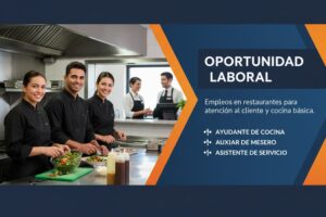 Empleos en restaurantes para atención al cliente y cocina básica
